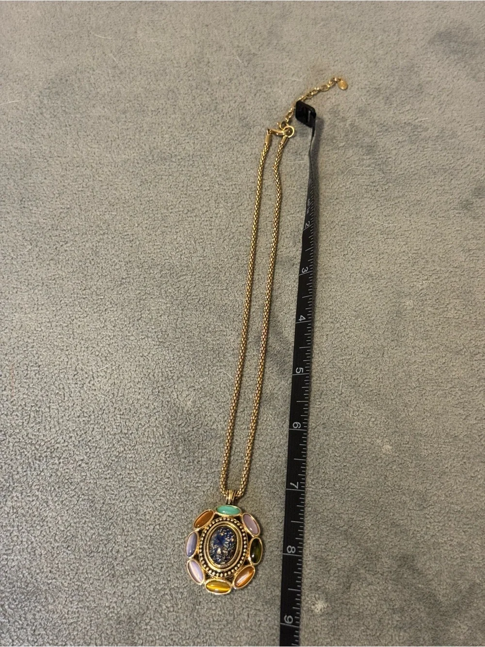 Monet Multi-Stone Gold-Tone Cabochon Pendant Necklace